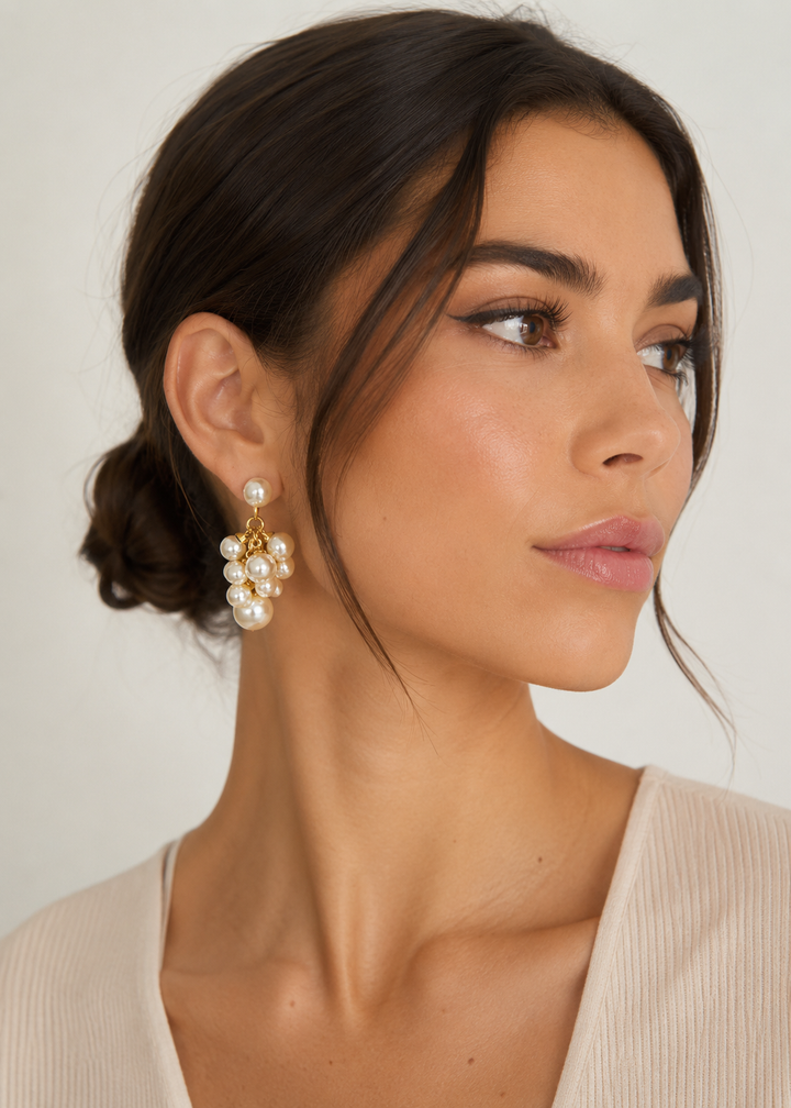 Pearl Cluster Drop Earrings