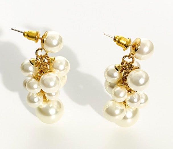 Pearl Cluster Drop Earrings