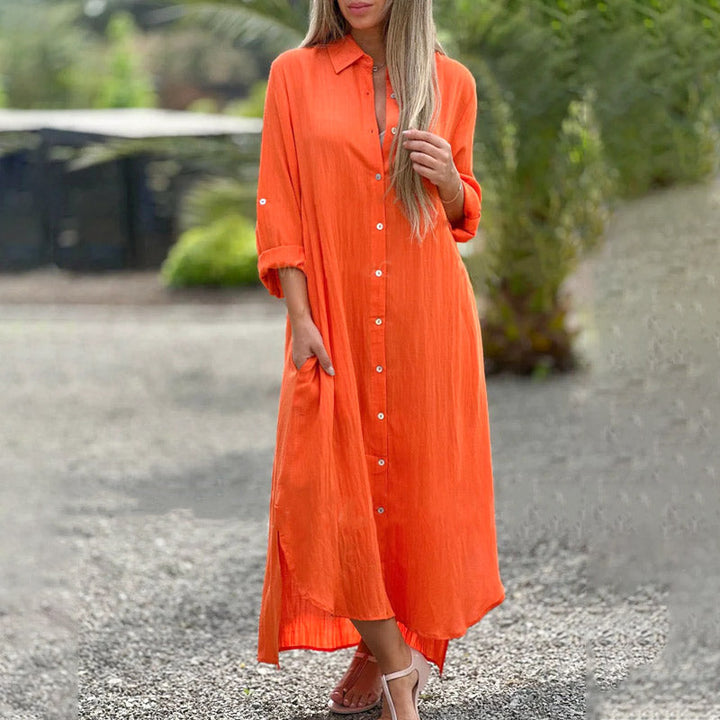 Riviera | White Linen Maxi Shirt Dress