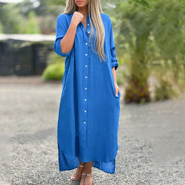 Riviera | White Linen Maxi Shirt Dress