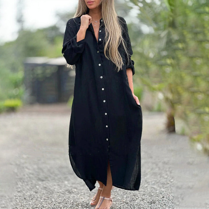 Riviera | White Linen Maxi Shirt Dress