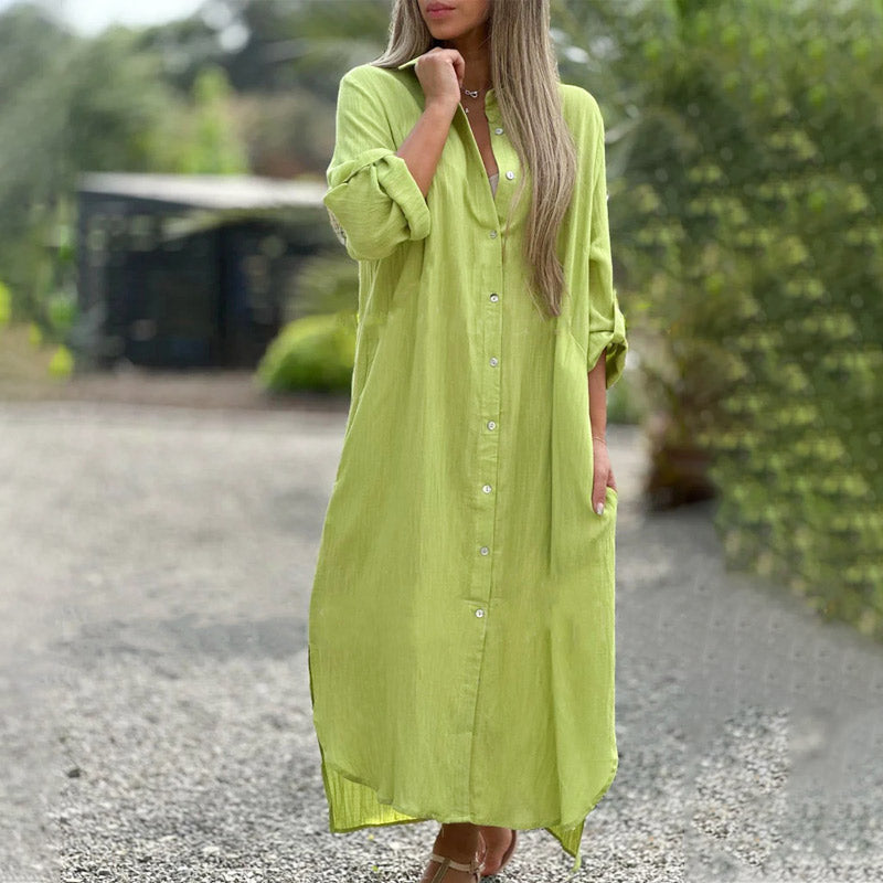 Riviera | White Linen Maxi Shirt Dress